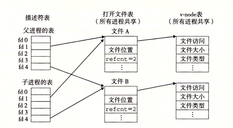 子进程继承父进程打开的文件